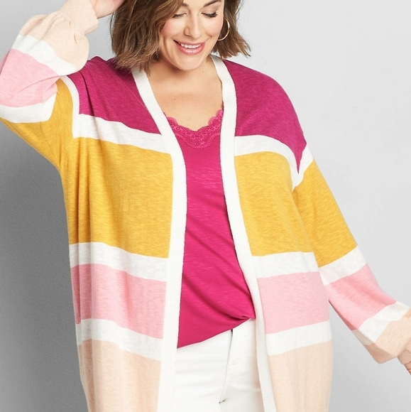Lane Bryant Sweaters - LANE Bryant Open-Front Striped Cardigan